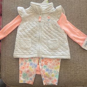 Carters 3 piece onesie, pants and vest set 3 months